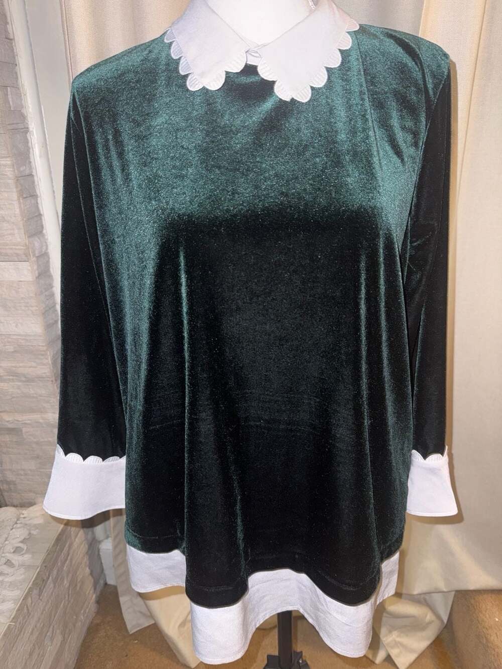 Karl Lagerfeld Paris Velvet Twofer Top Size L Green